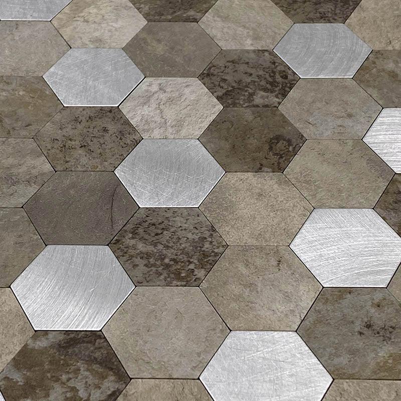 Silver and Beige Hexagon Peel and Stick Tile - Image 5