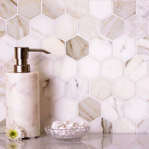 2" Calacatta Gold Hexagon Tile Polished - Image 5