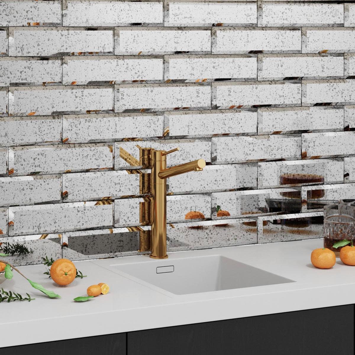 3x12 Beveled Antique Mirror Glass Subway Tile - Image 8