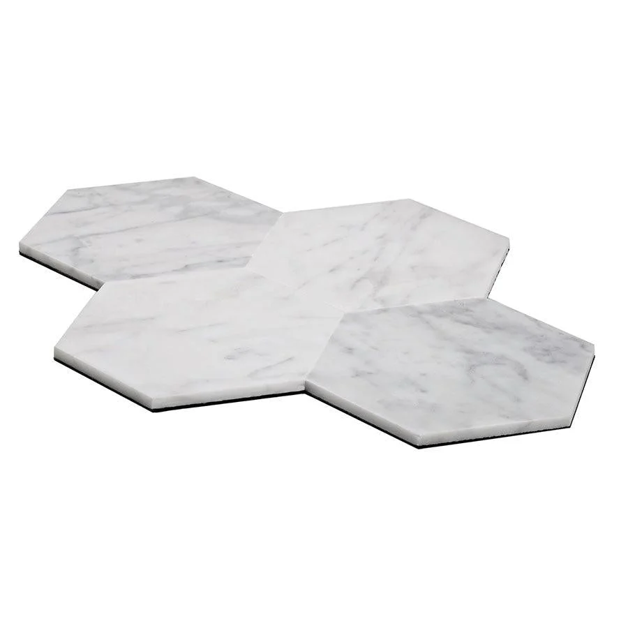 5" Carrara Hexagon Marble Peel and Stick Tile - Image 3