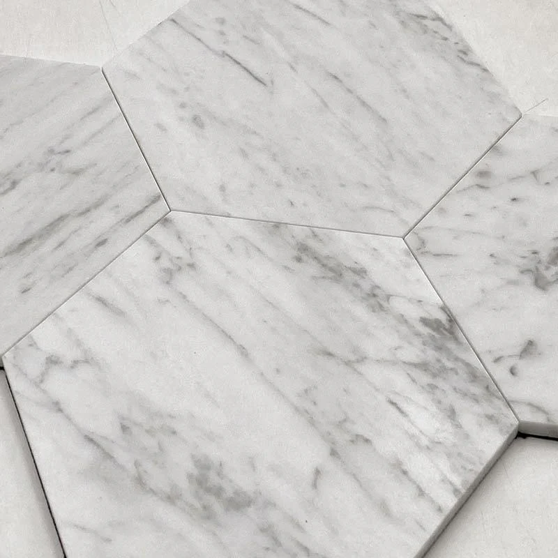 5" Carrara Hexagon Marble Peel and Stick Tile - Image 4