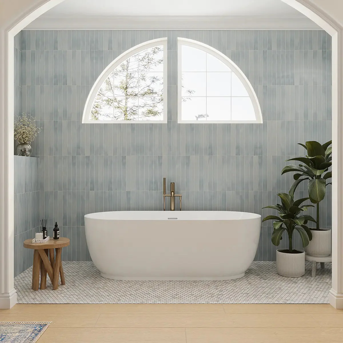 Calacatta Gold Small Marble Round Penny Tile - Image 6