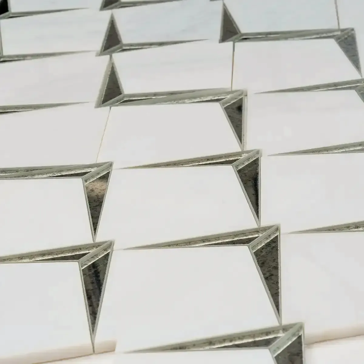 Arrowhead Antique Mirror Glass Marble Mosaic Tile - Image 10