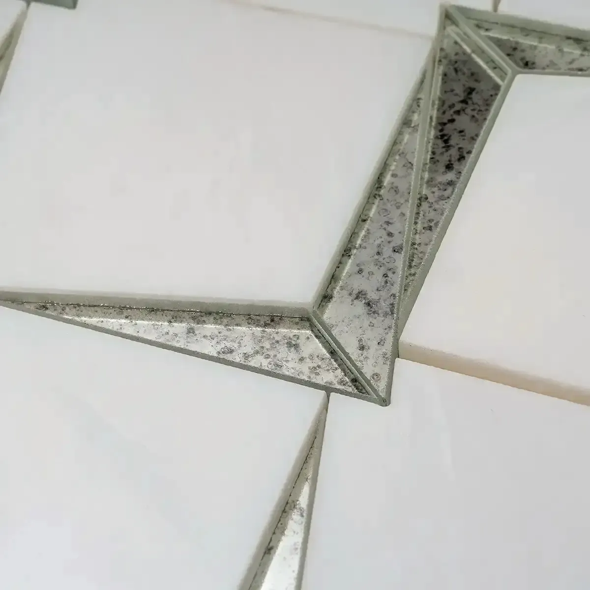 Arrowhead Antique Mirror Glass Marble Mosaic Tile - Image 12