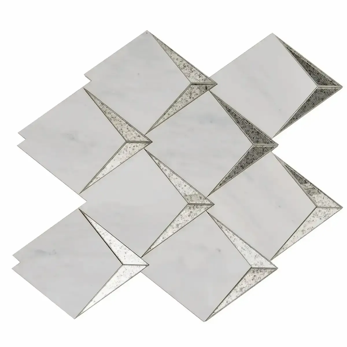 Arrowhead Antique Mirror Glass Marble Mosaic Tile - Image 13