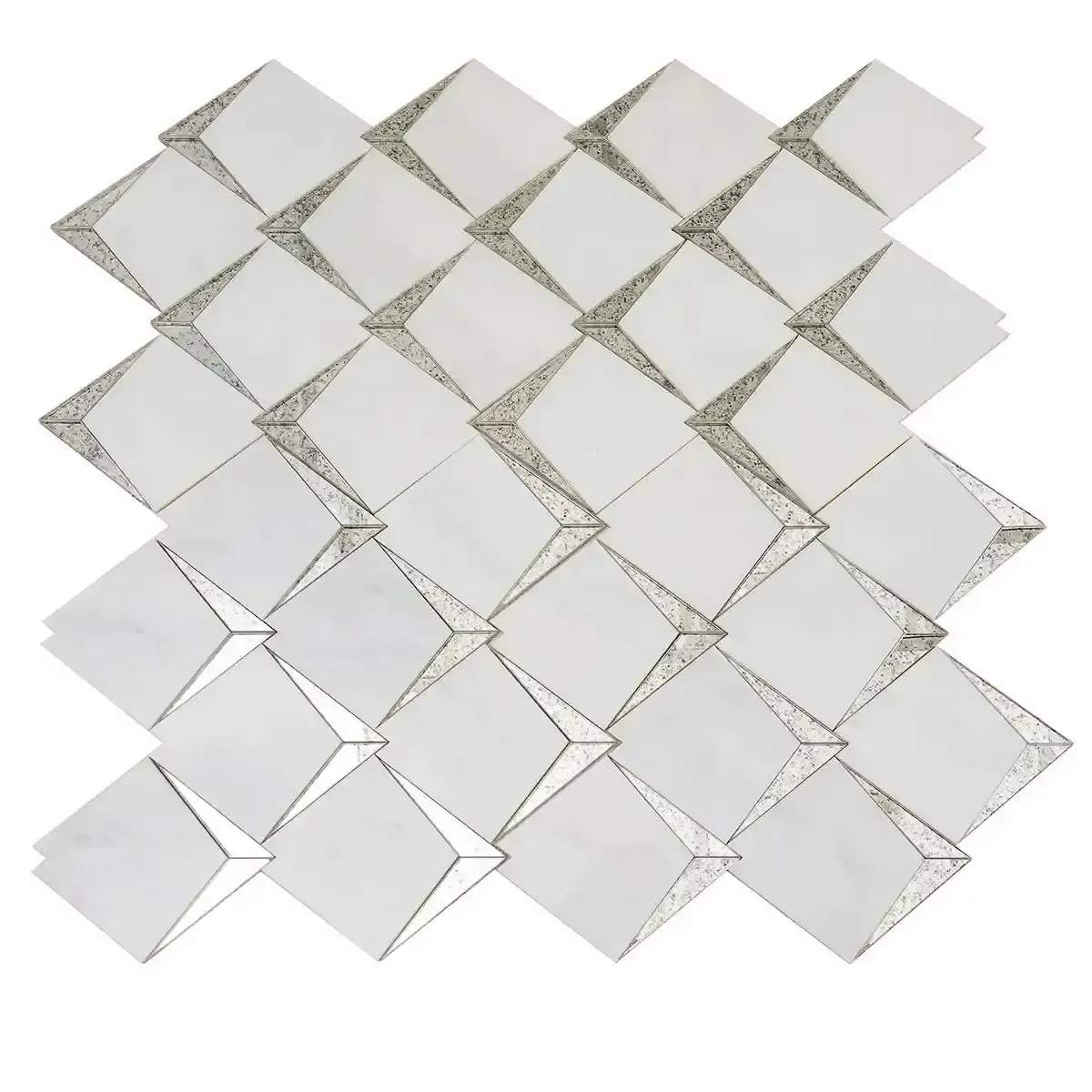 Arrowhead Antique Mirror Glass Marble Mosaic Tile - Image 16