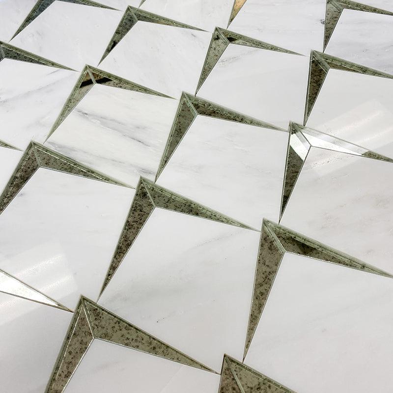 Arrowhead Antique Mirror Glass Marble Mosaic Tile - Image 4