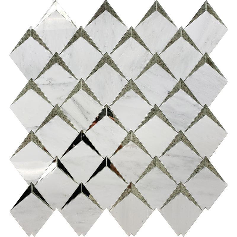 Arrowhead Antique Mirror Glass Marble Mosaic Tile - Image 5