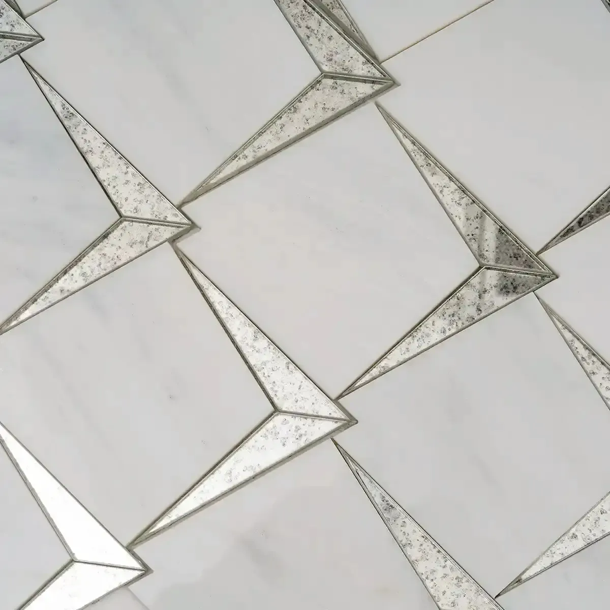 Arrowhead Antique Mirror Glass Marble Mosaic Tile - Image 7