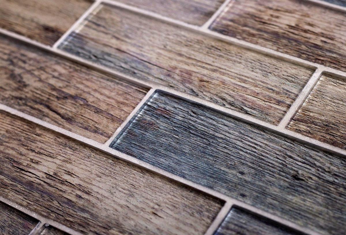Blue Wooden Glass Subway Mosaic Tile - Image 10