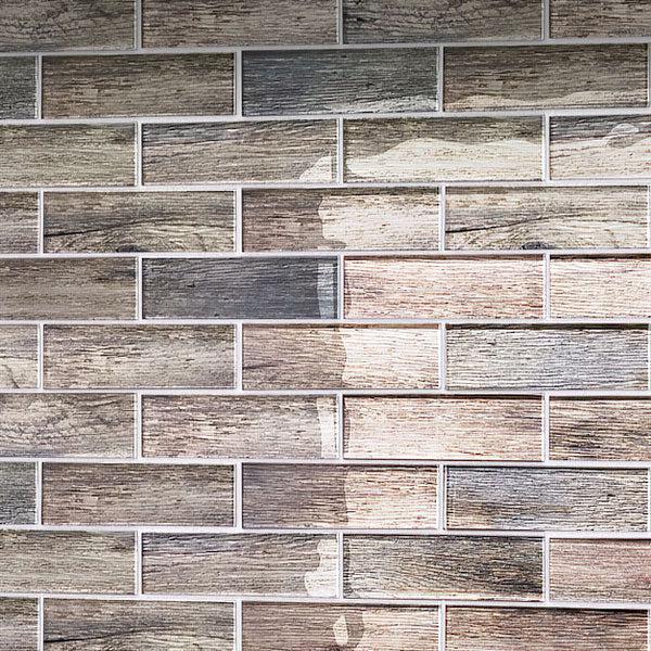 Blue Wooden Glass Subway Mosaic Tile - Image 3