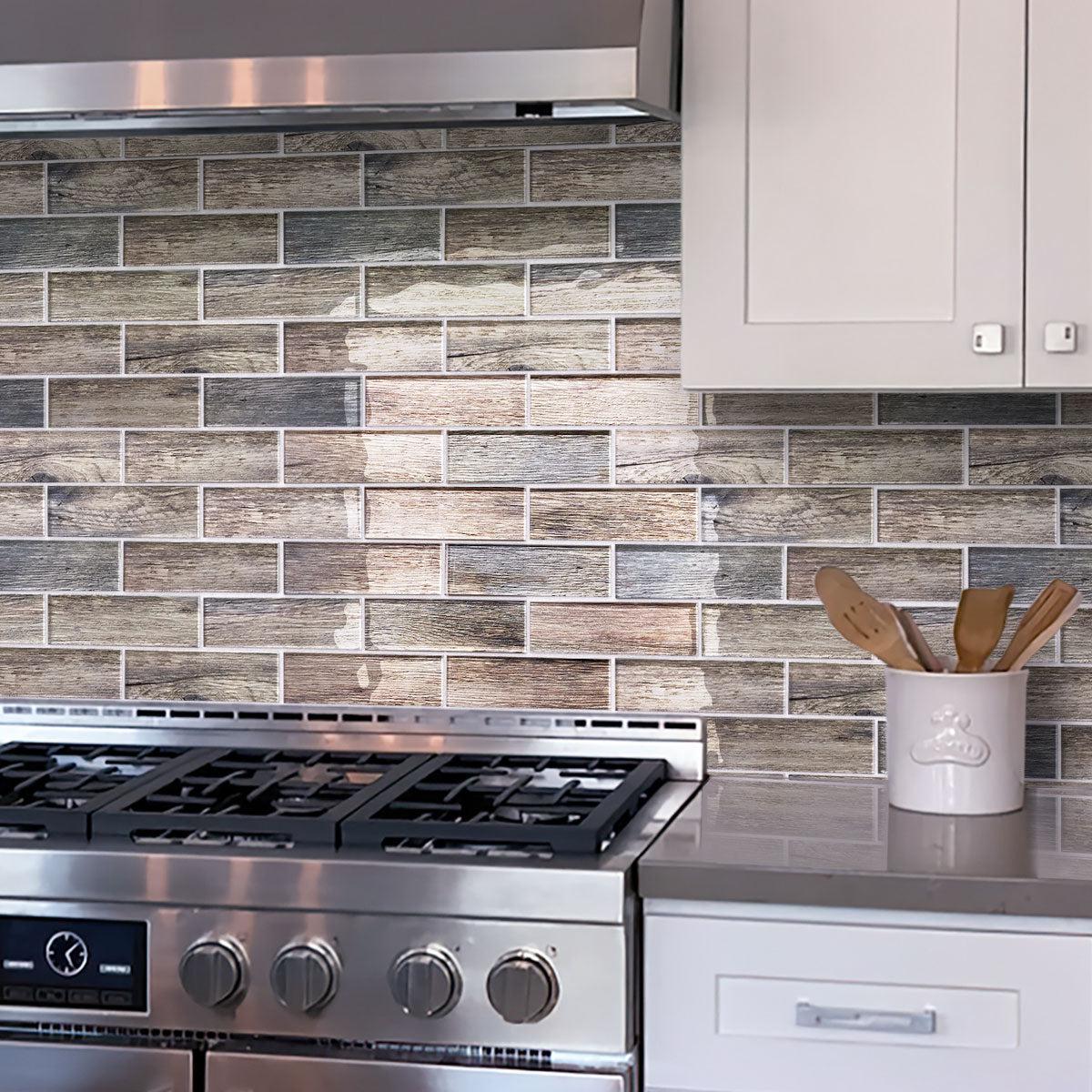 Blue Wooden Glass Subway Mosaic Tile - Image 7