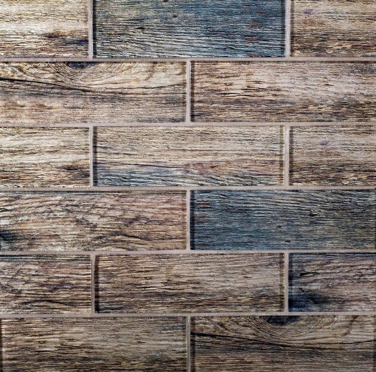 Blue Wooden Glass Subway Mosaic Tile - Image 8