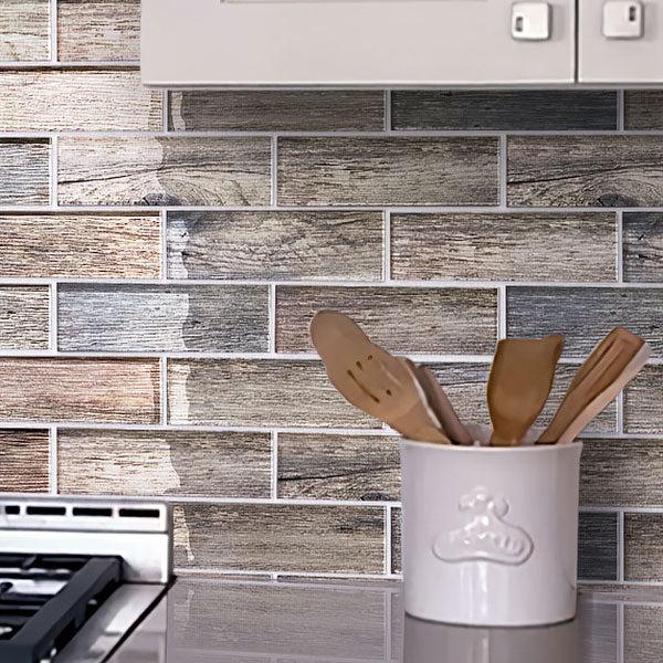 Blue Wooden Glass Subway Mosaic Tile - Image 9