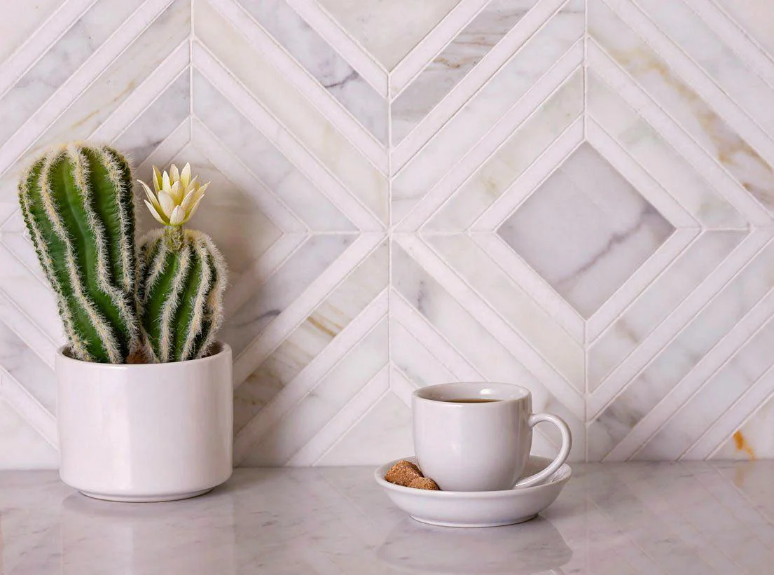 Calacatta Gold Diamond & Square Mosaic Tile - Image 8