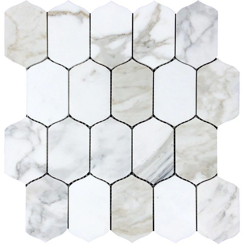 Calacatta Gold Elongated Hexagon Mosaic Tile - Image 3