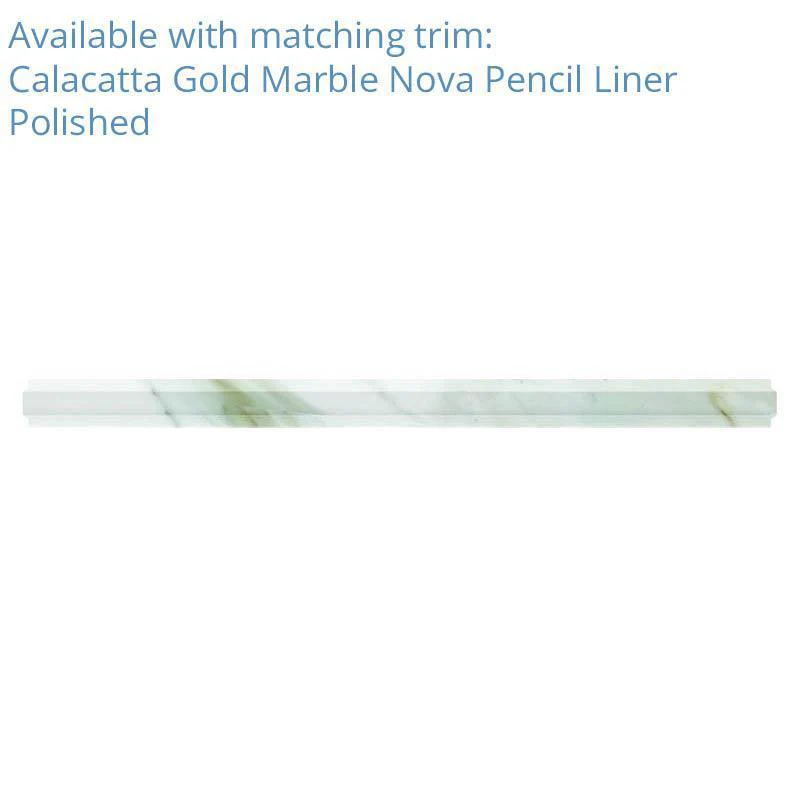 Calacatta Gold Marble 1.2" Penny Tile Polished - Image 8