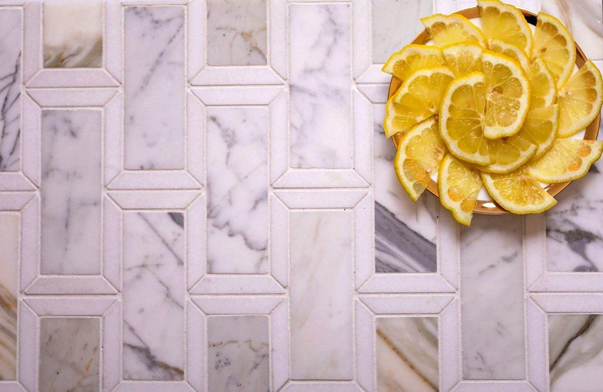 Calacatta Gold & Thassos Bricks Mosaic Tile - Image 6