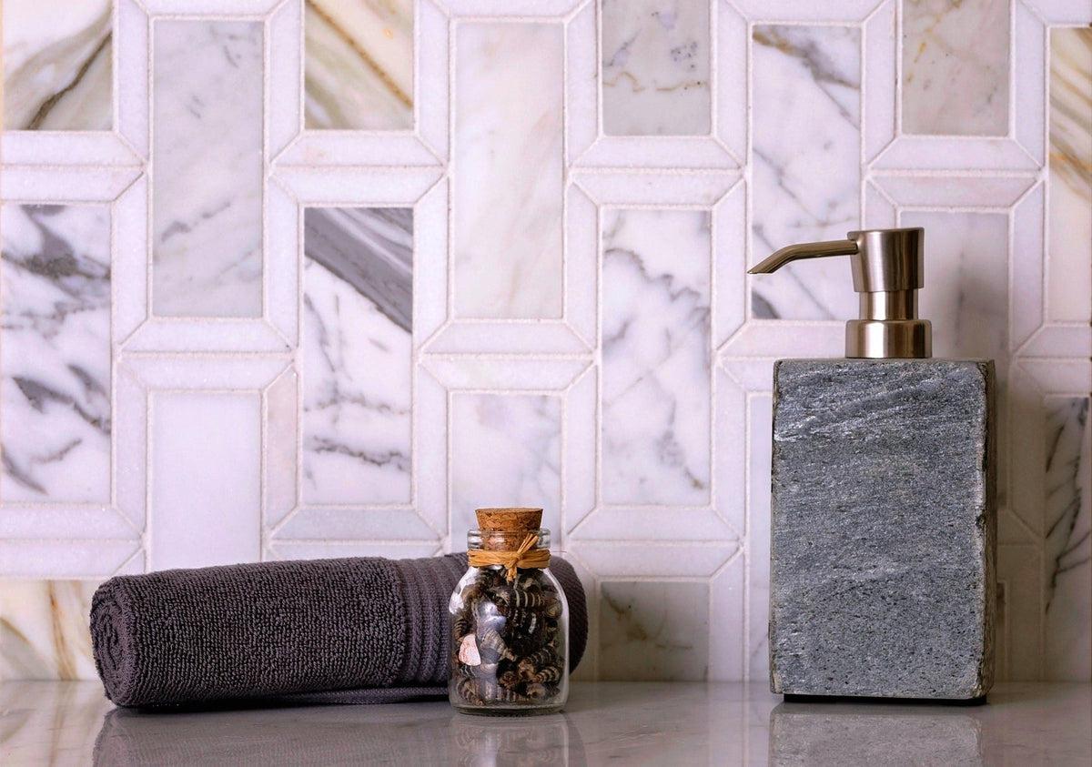 Calacatta Gold & Thassos Bricks Mosaic Tile - Image 7