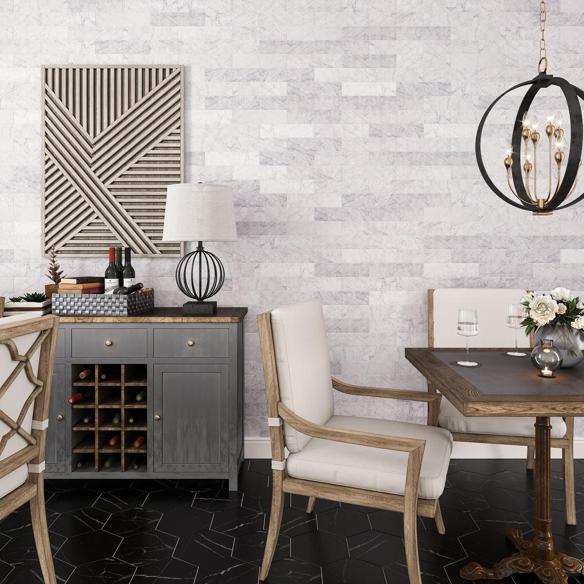 Carrara Dots Etched Subway Marble Tile - Image 4