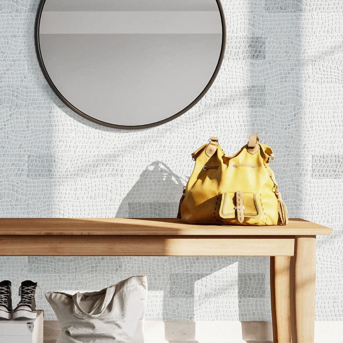 Carrara Gator Etched Subway Marble Tile - Image 4