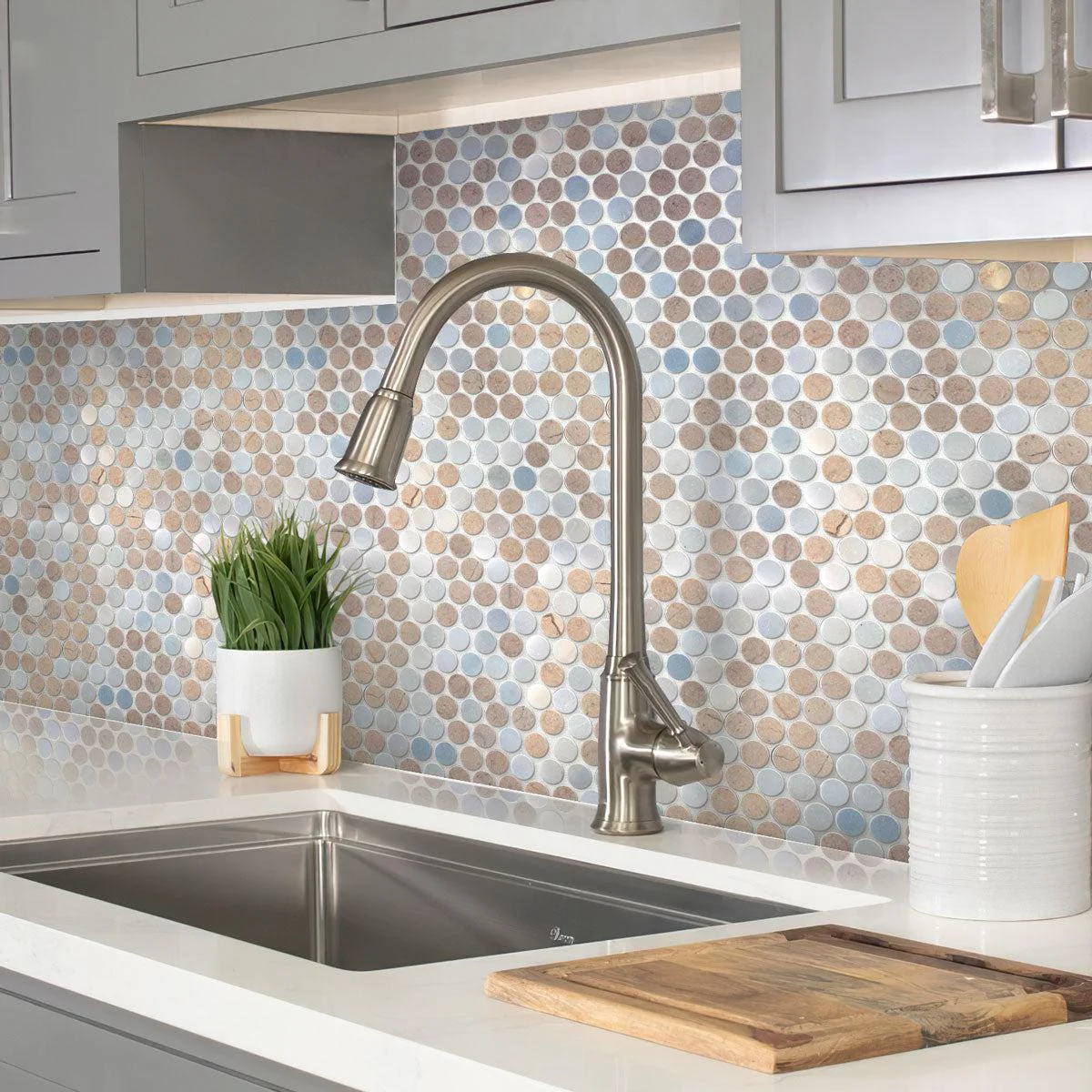 Fantasy Penny Tumbled Marble Mosaic Tile - Image 3