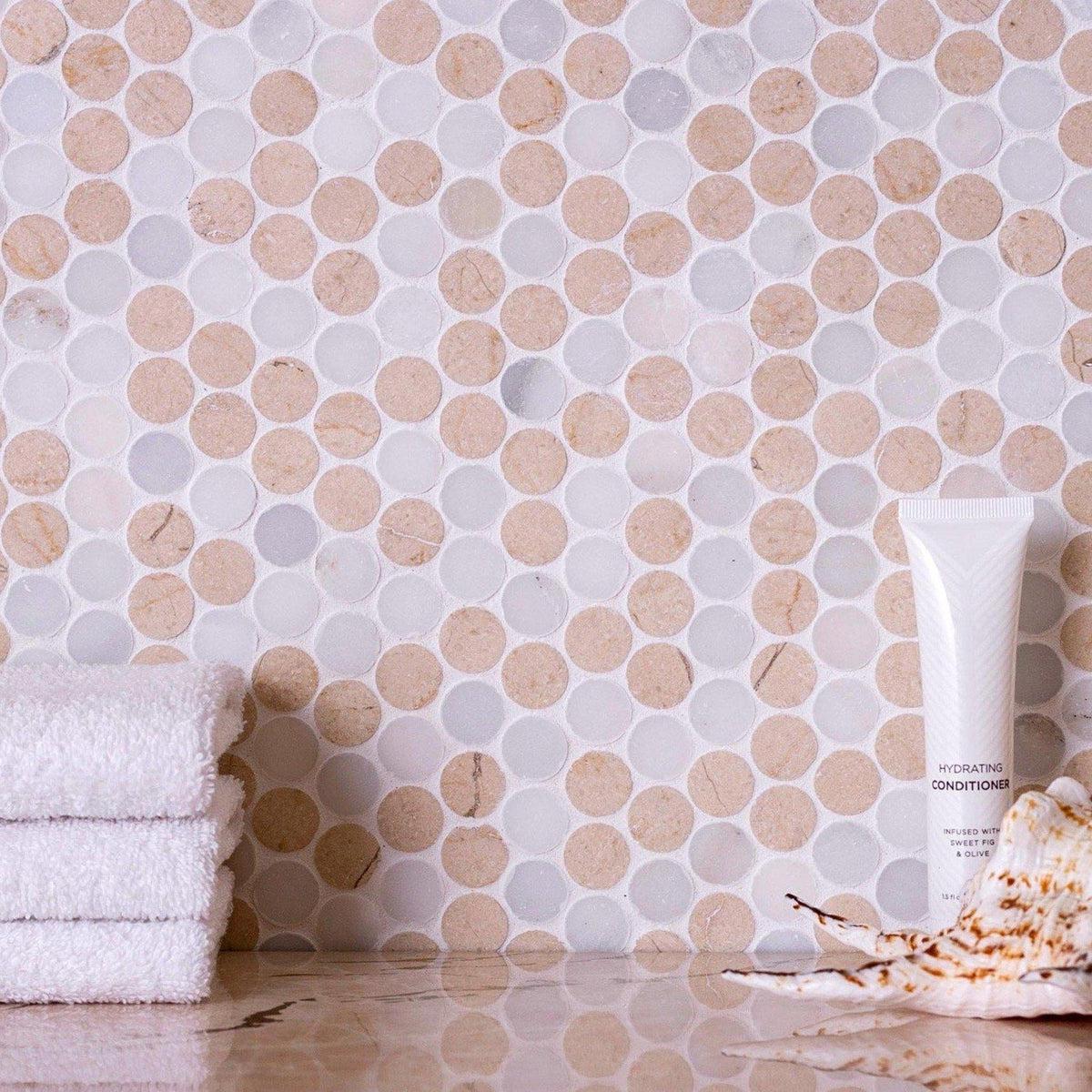 Fantasy Penny Tumbled Marble Mosaic Tile - Image 4