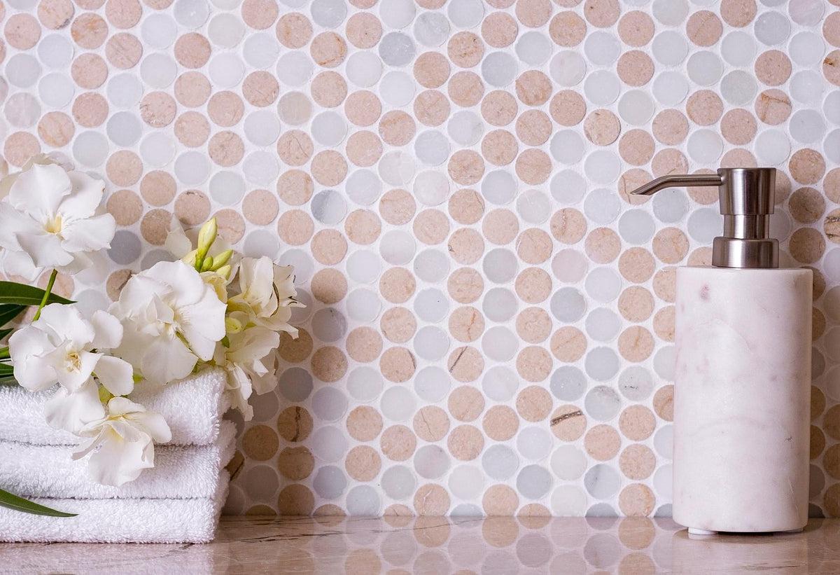 Fantasy Penny Tumbled Marble Mosaic Tile - Image 5