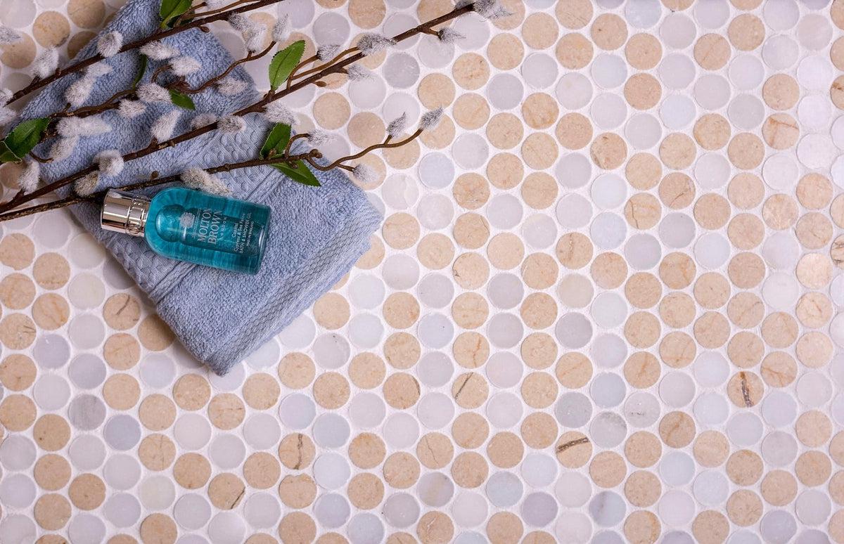 Fantasy Penny Tumbled Marble Mosaic Tile - Image 6