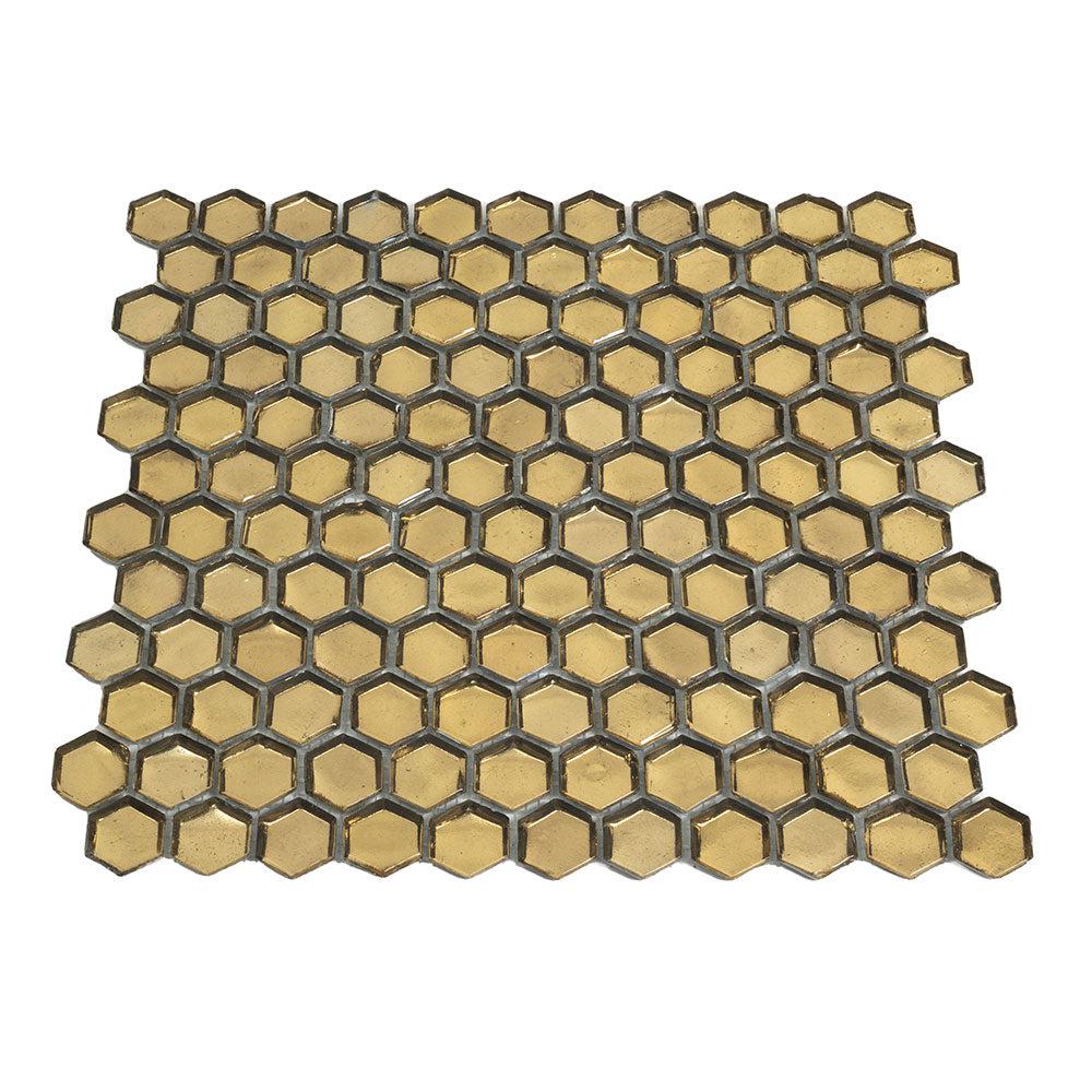 Glossy Gold Hexagon Glass Mosaic Tile - Image 3