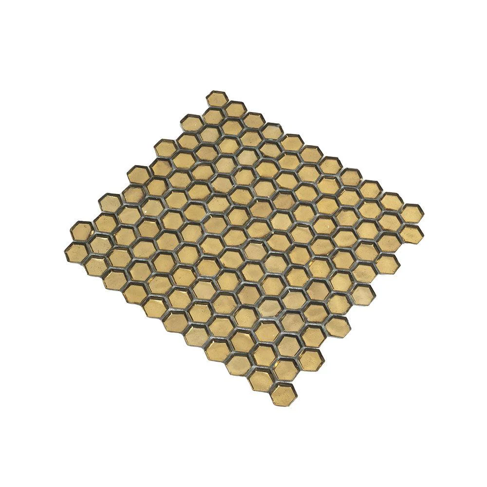 Glossy Gold Hexagon Glass Mosaic Tile - Image 4