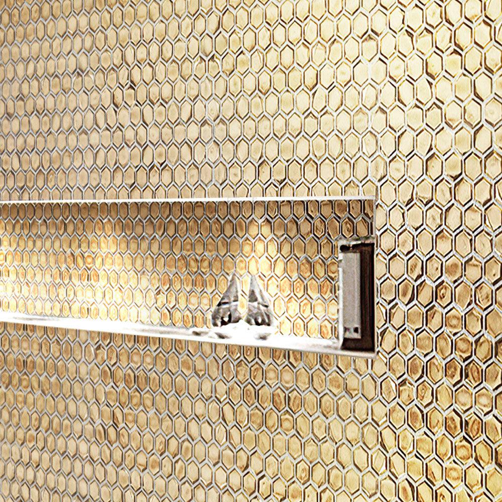 Glossy Gold Hexagon Glass Mosaic Tile - Image 8