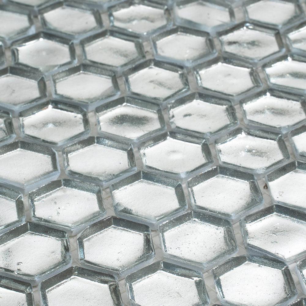 Glossy Silver Hexagon Glass Mosaic Tile - Image 4