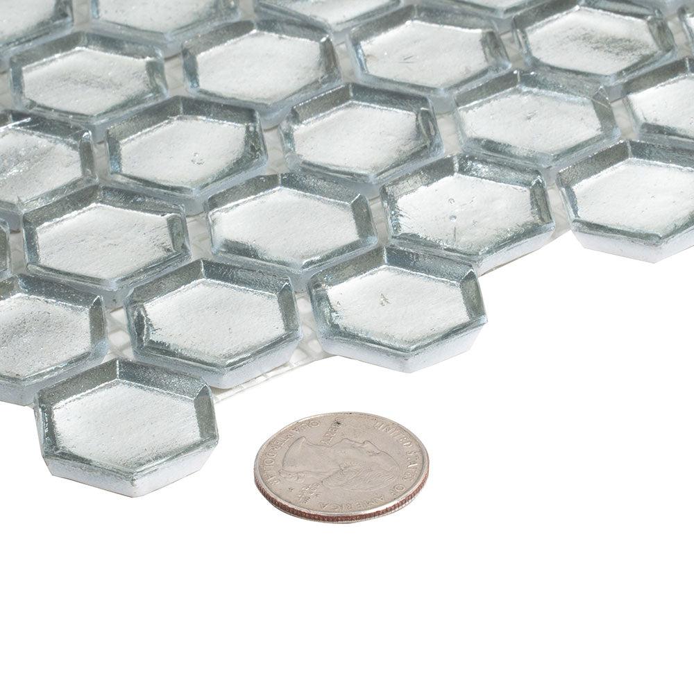 Glossy Silver Hexagon Glass Mosaic Tile - Image 5