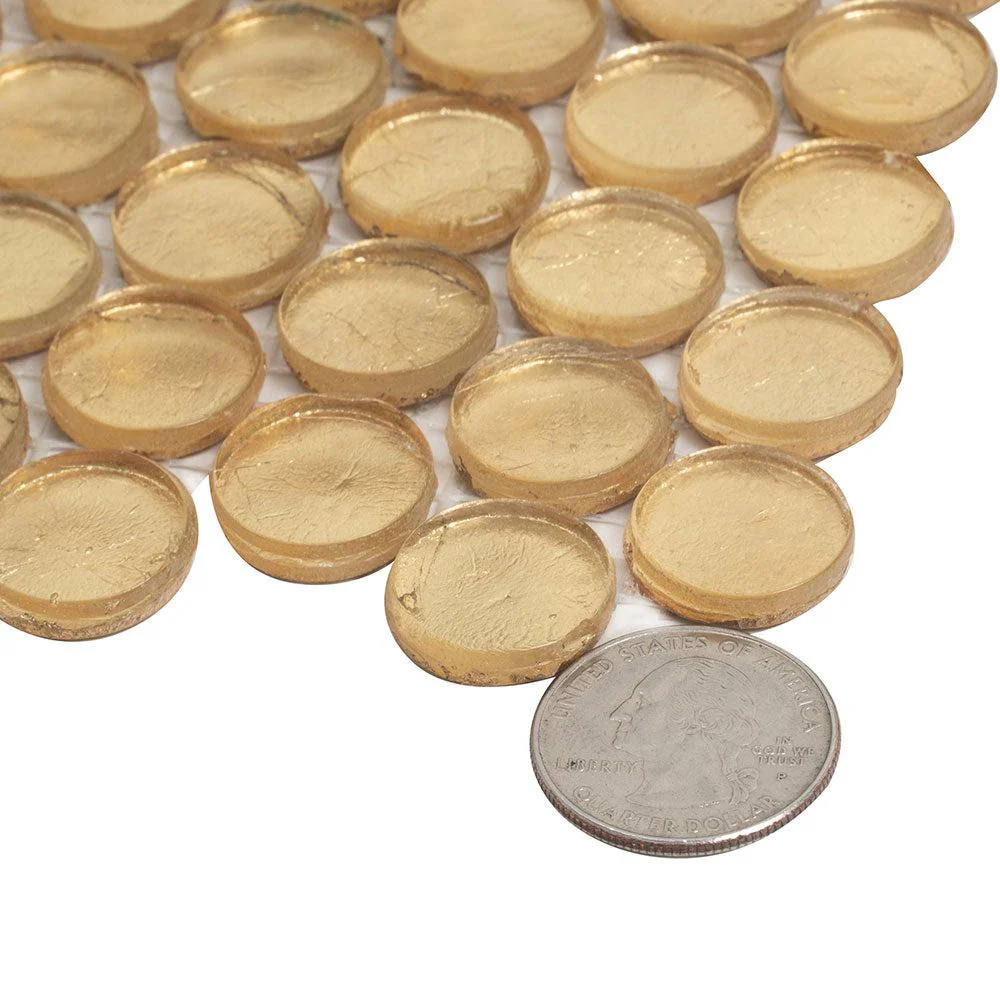 Gold Glass Penny Round Mosaic Tile - Image 14