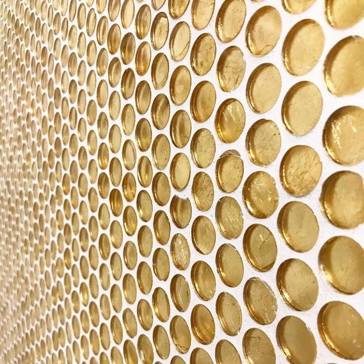 Gold Glass Penny Round Mosaic Tile - Image 3
