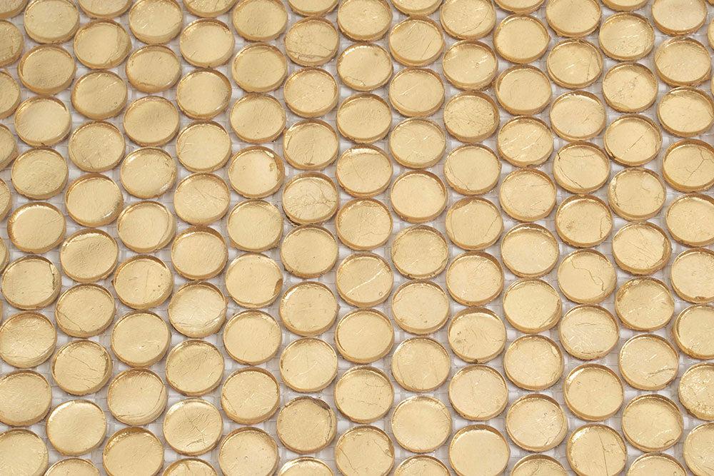 Gold Glass Penny Round Mosaic Tile - Image 4