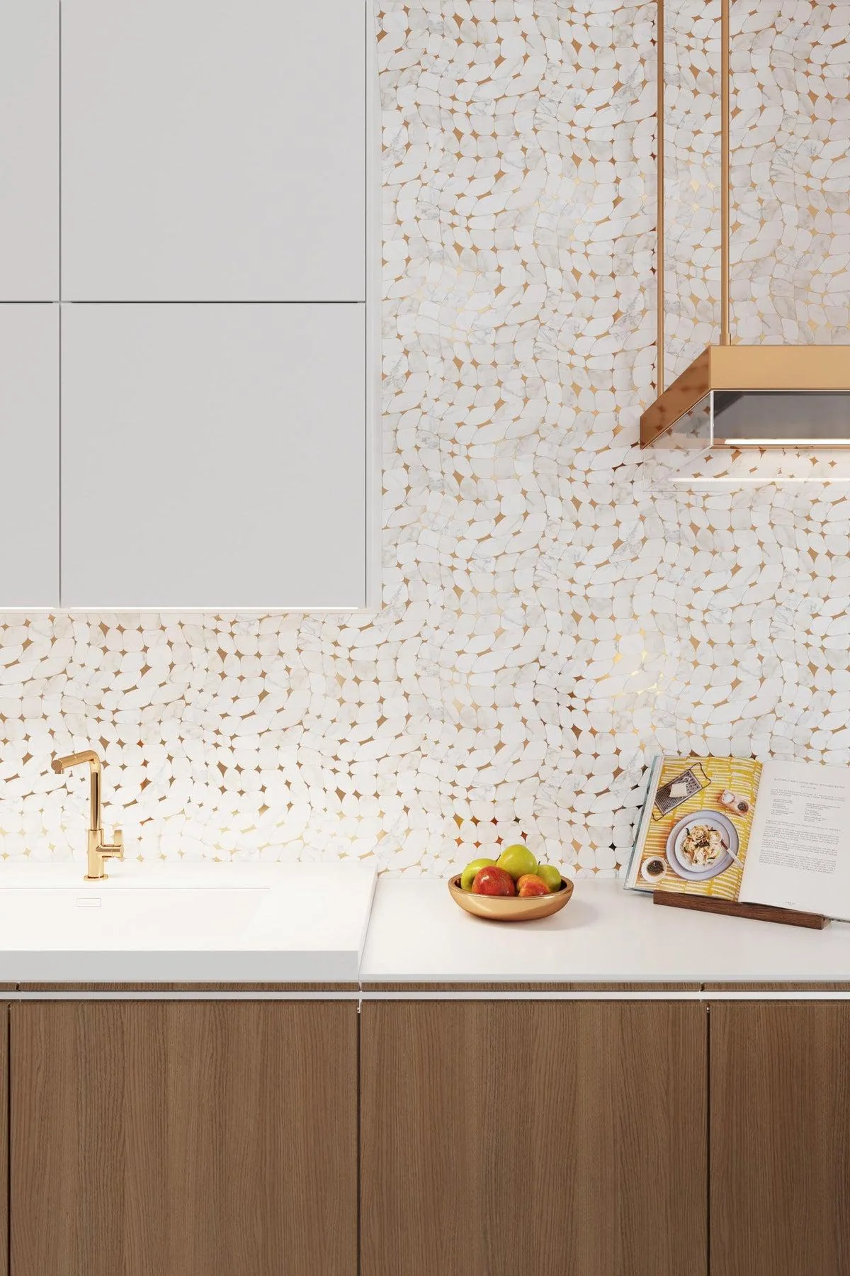 Golden Stars Calacatta Gold And Brass Mosaic Tile - Image 4