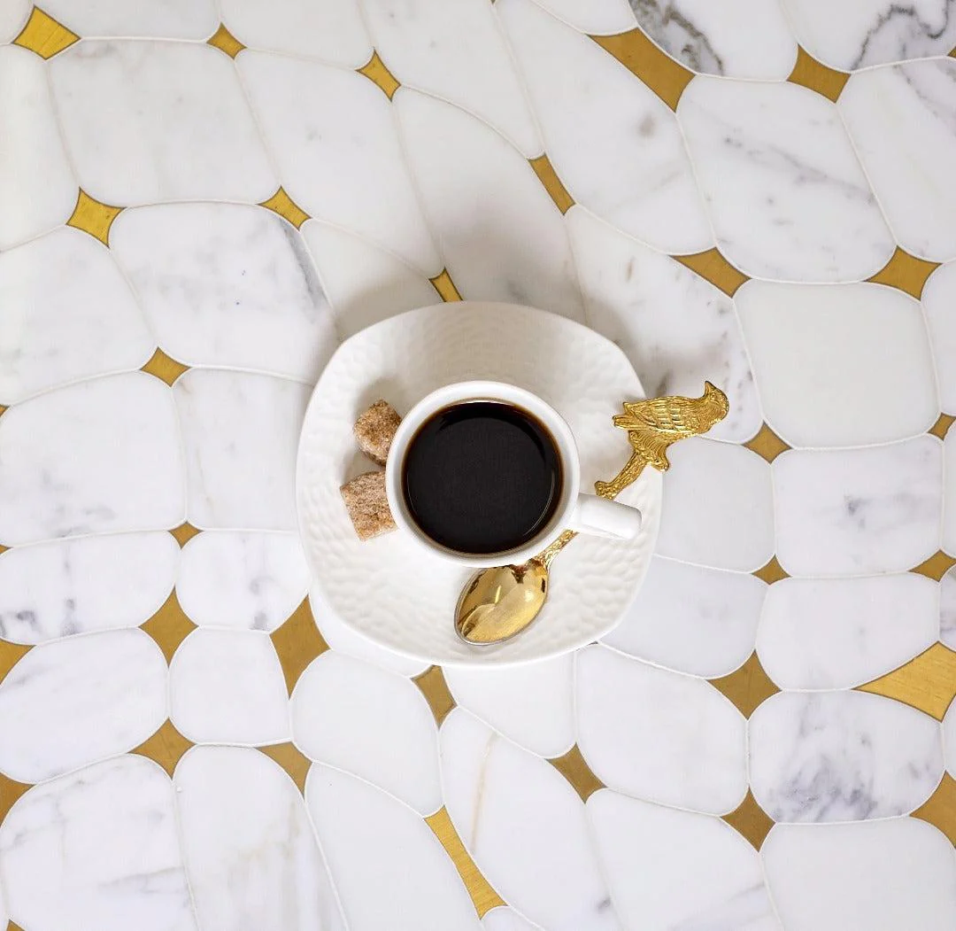 Golden Stars Calacatta Gold And Brass Mosaic Tile - Image 5