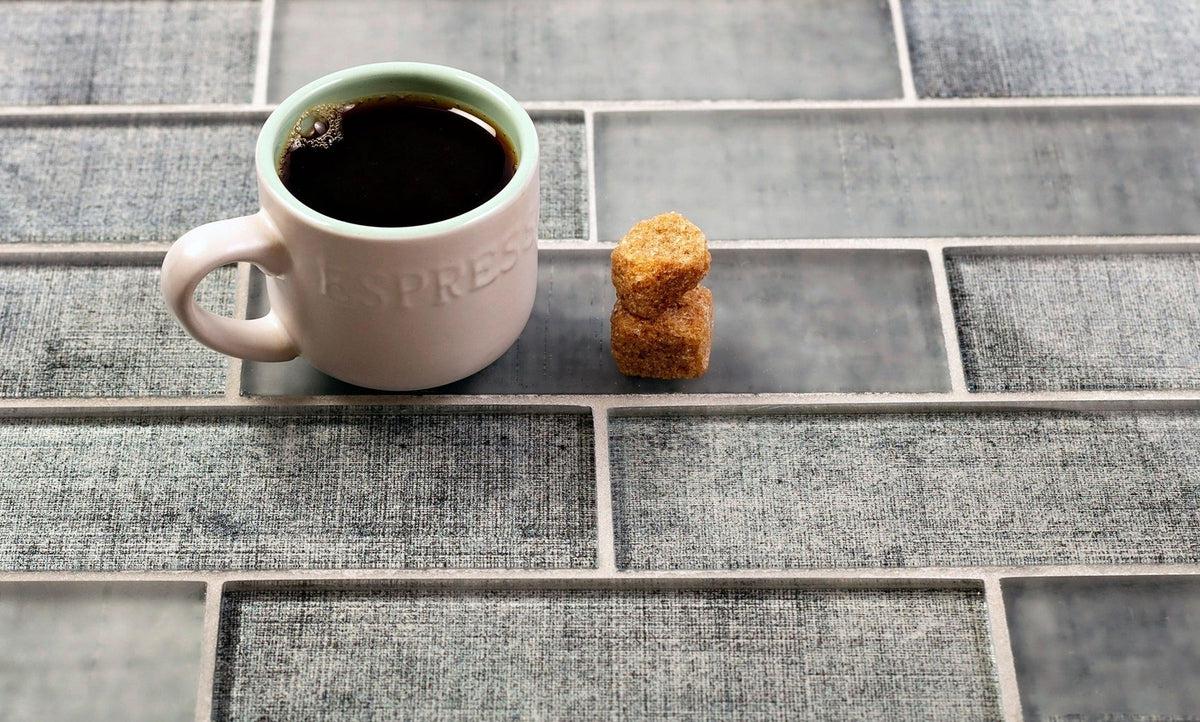 Grey Fabric Glass Subway Mosaic Tile - Image 7