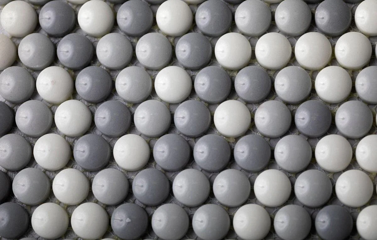 Grey Pearl Penny Recycled Glass Mosaic Tile - Image 4