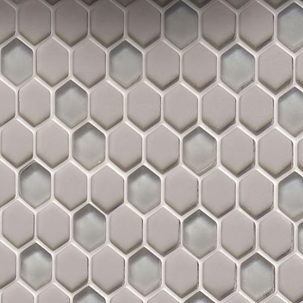 Grey Recycled Glass Hexagon Mosaic Tile - Image 10