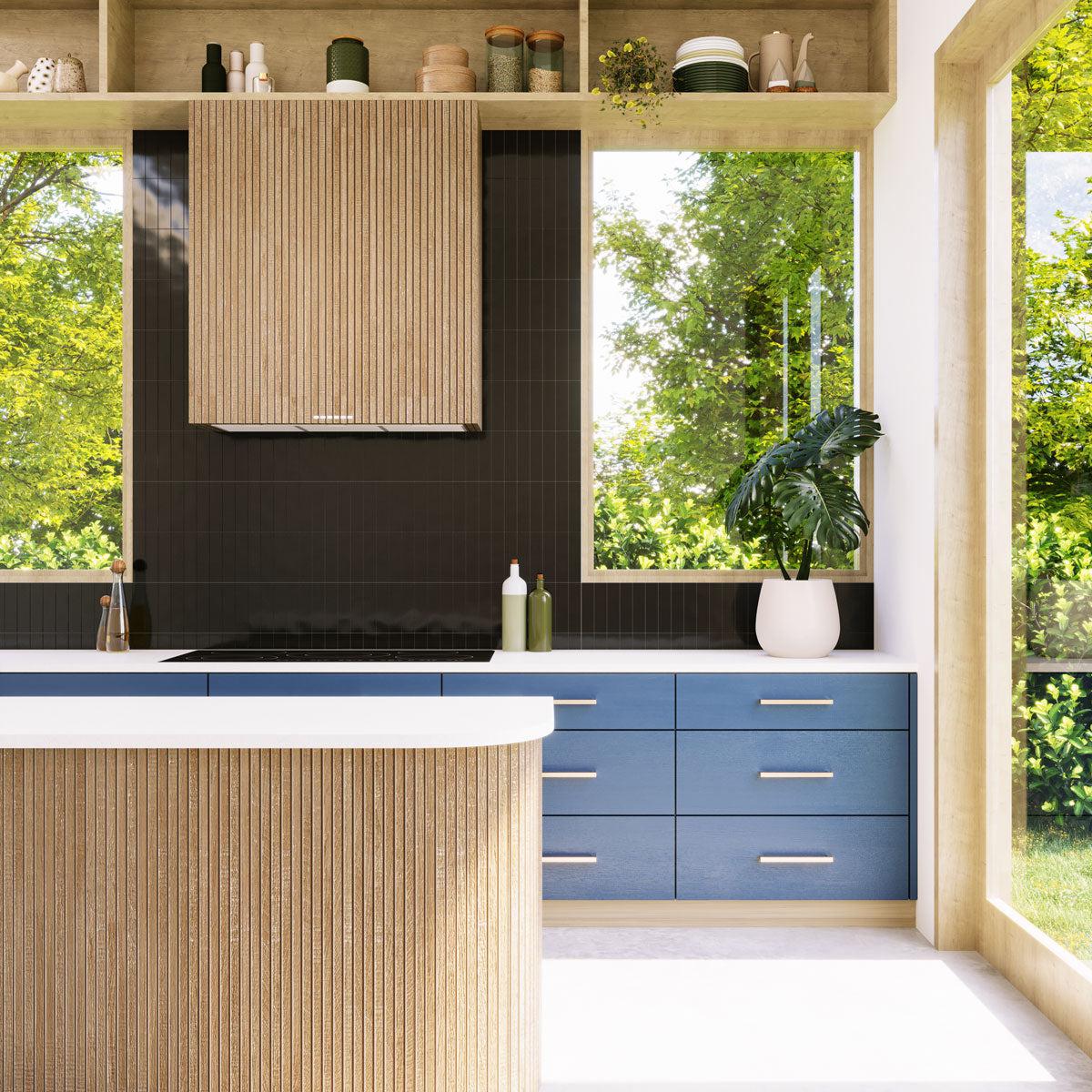 Groove Black Gloss Ceramic Subway Tile - Image 3