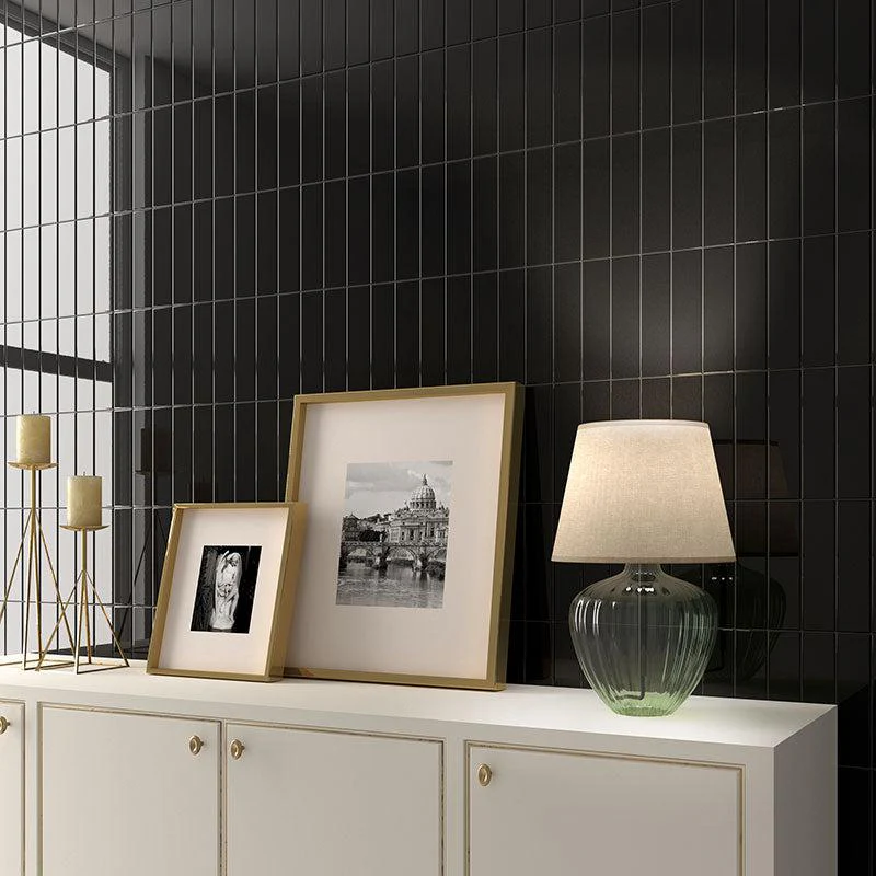 Groove Black Gloss Ceramic Subway Tile - Image 4