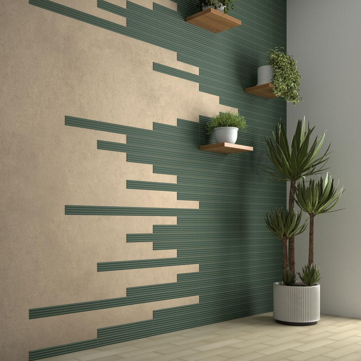 Groove Laurel Deco Matte Ceramic Subway Tile - Image 3