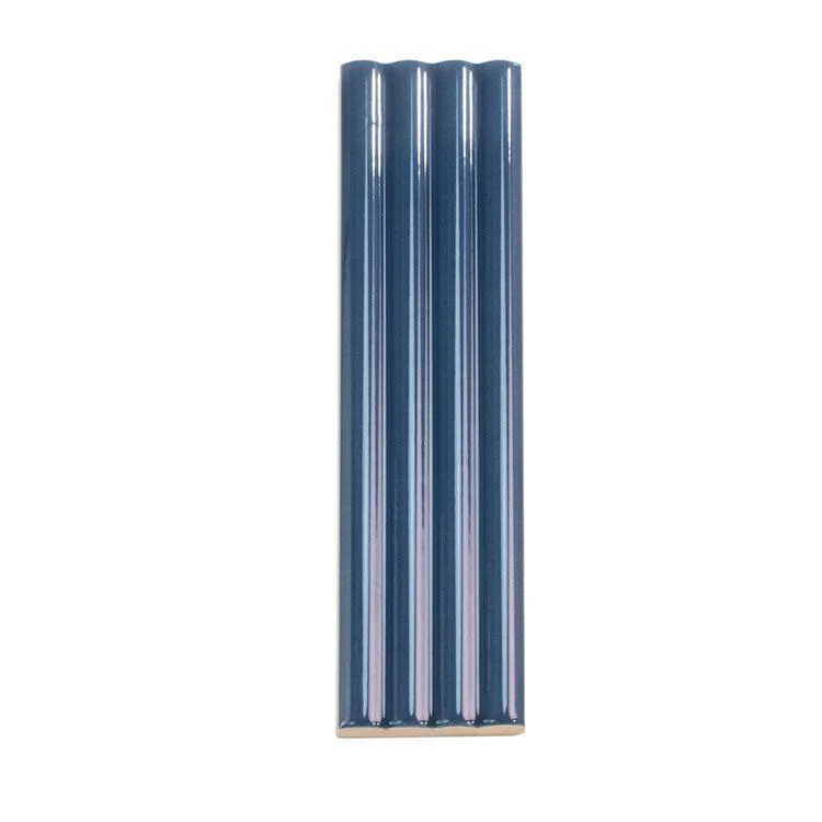 Groove Navy Deco Gloss Ceramic Subway Tile - Image 3