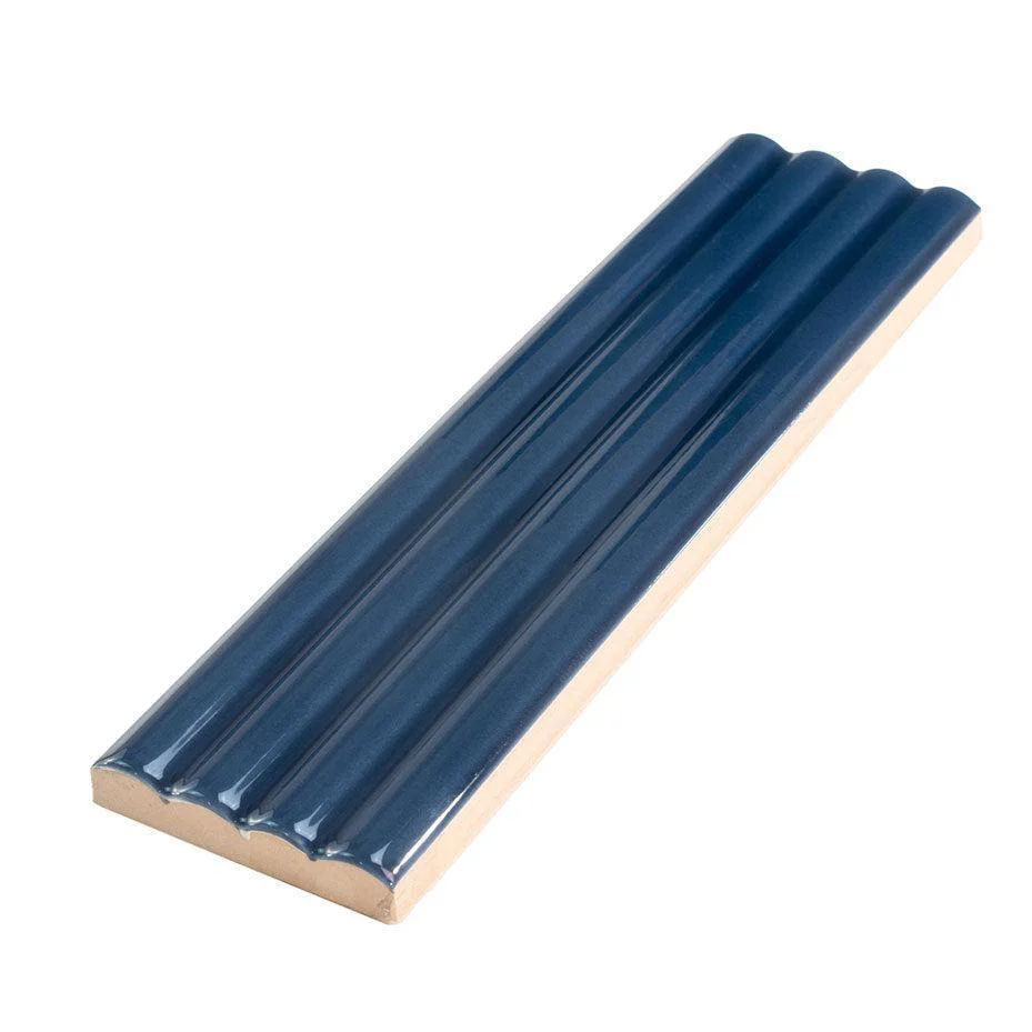 Groove Navy Deco Gloss Ceramic Subway Tile - Image 5
