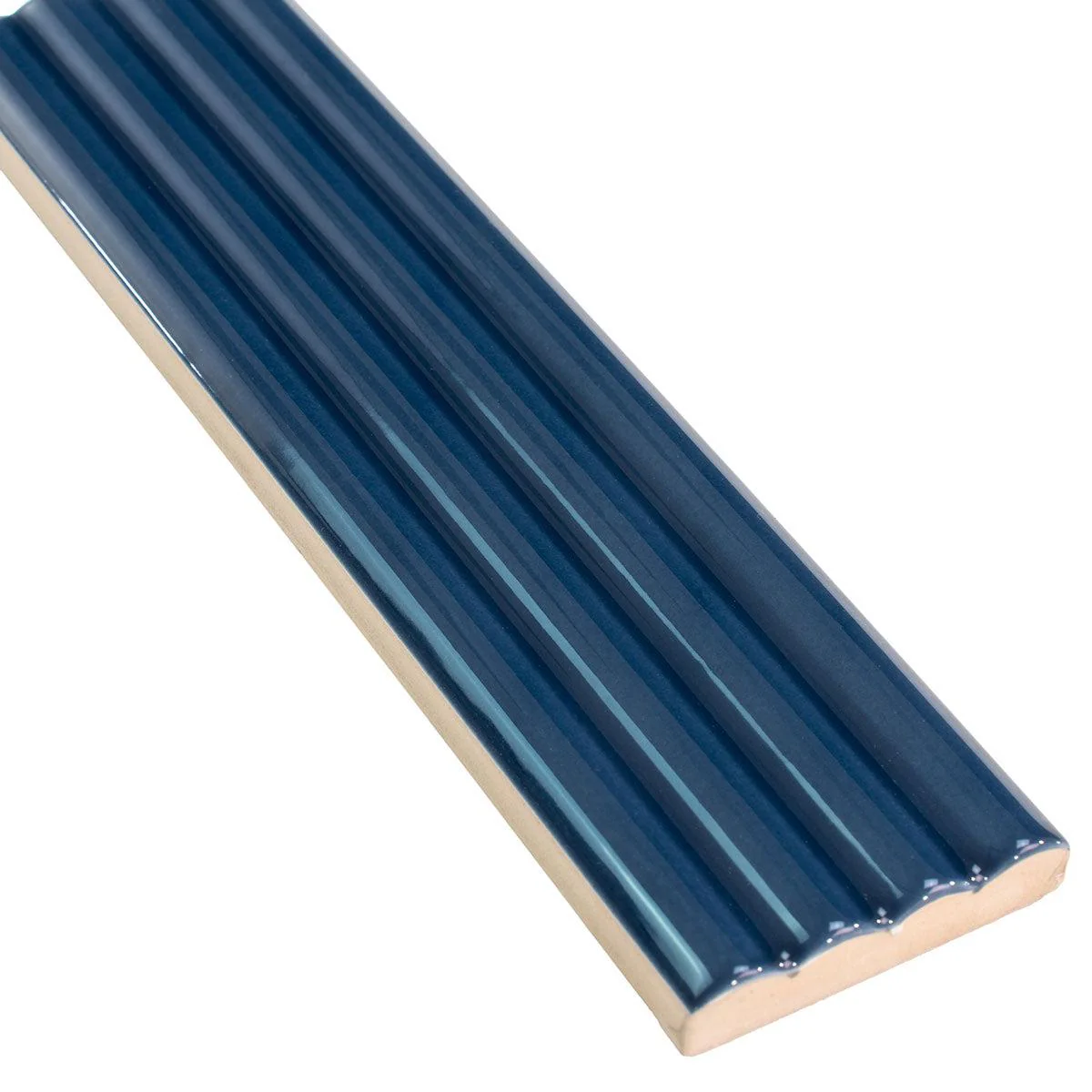 Groove Navy Deco Gloss Ceramic Subway Tile - Image 8