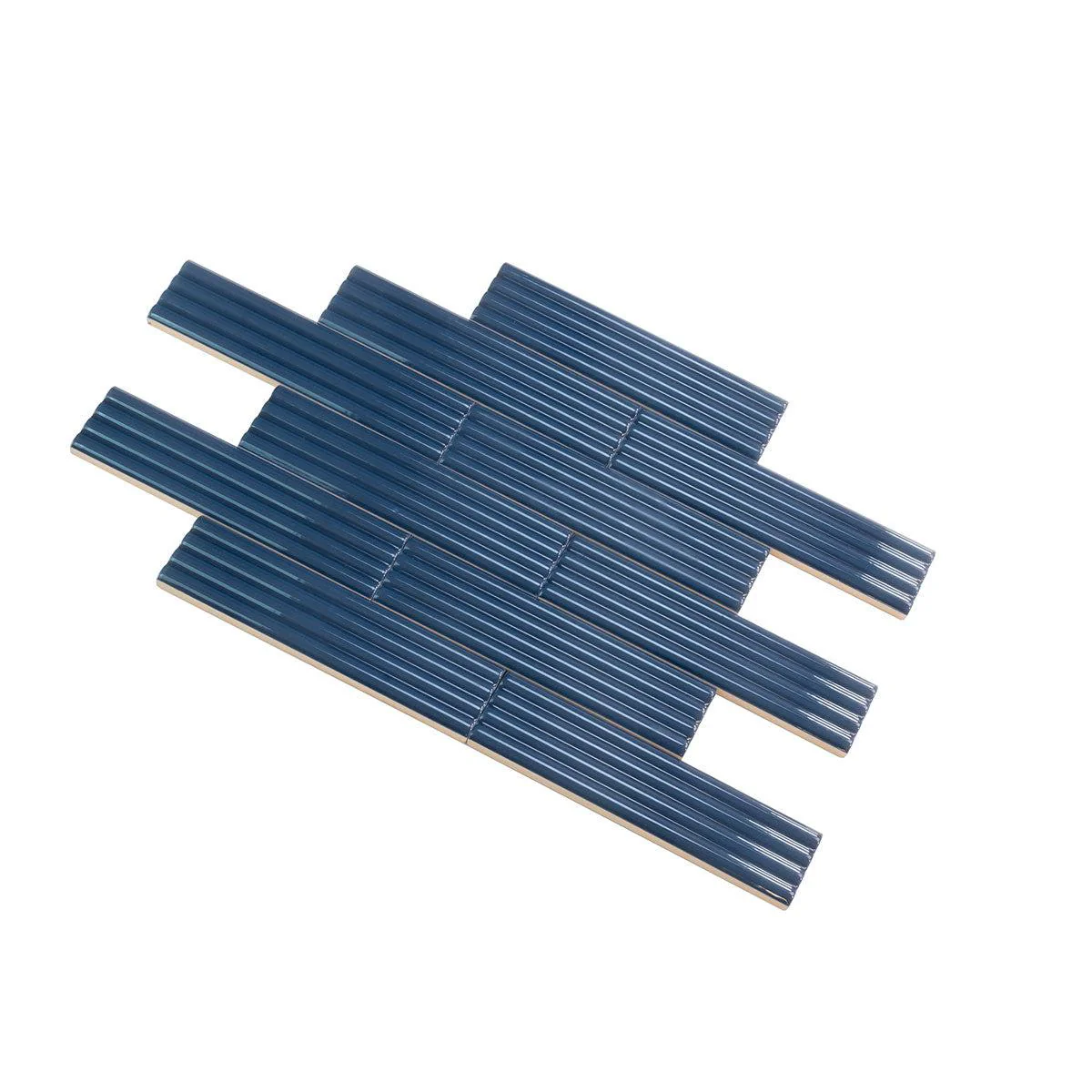 Groove Navy Deco Gloss Ceramic Subway Tile - Image 9