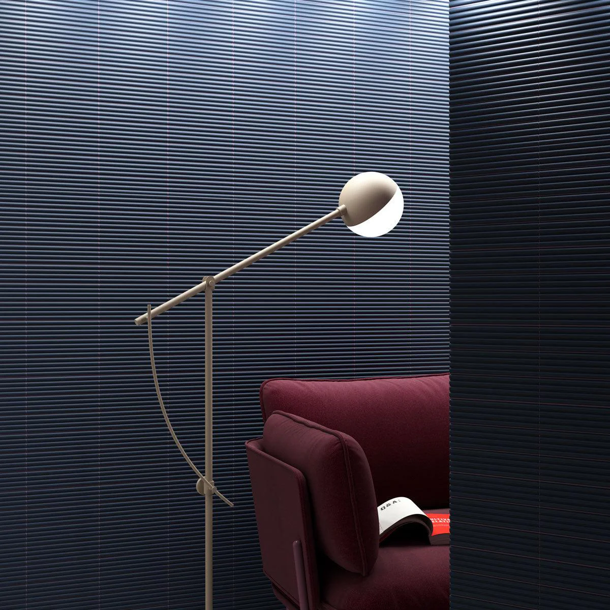 Groove Navy Deco Matte Ceramic Subway Tile - Image 3